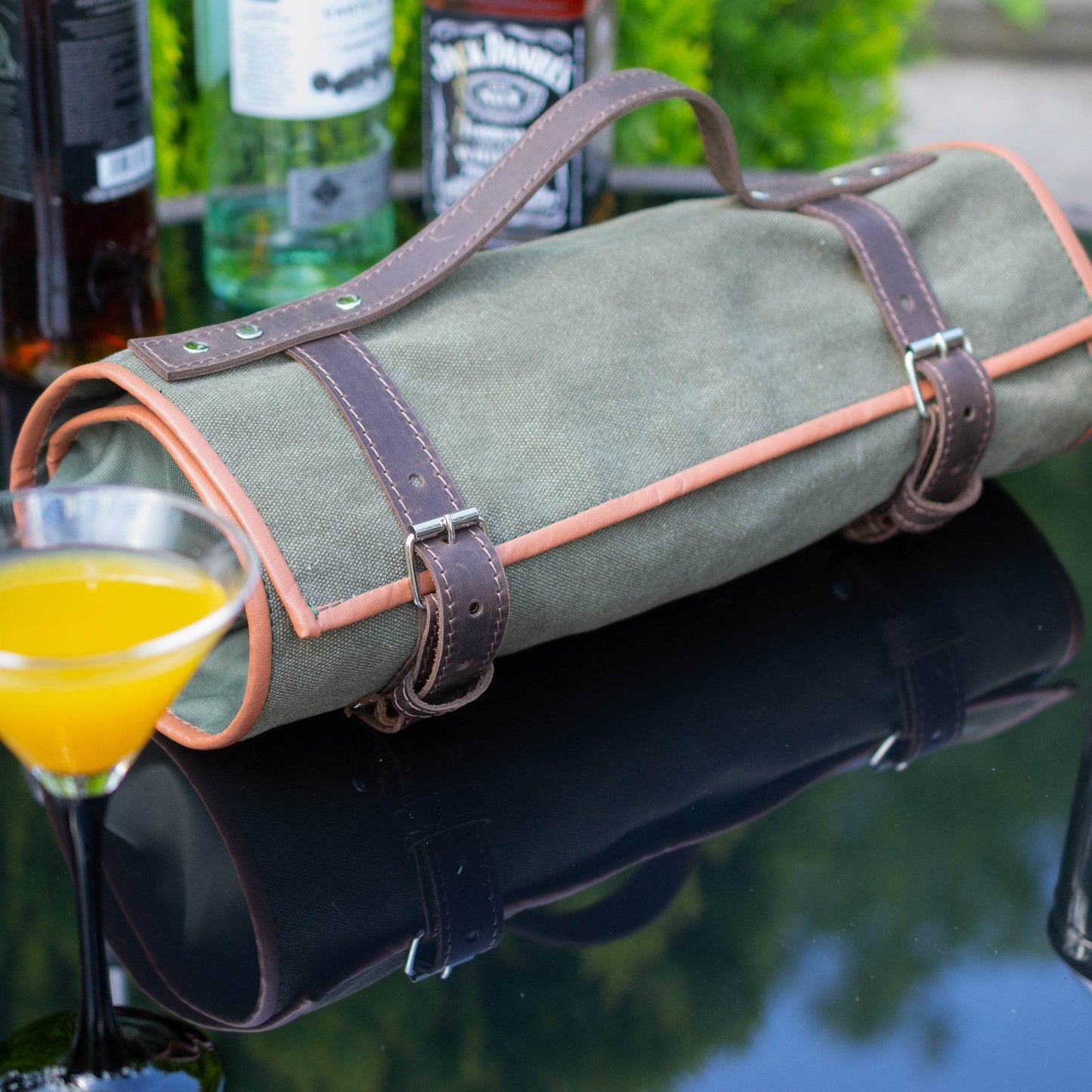 Bartender Tool Bag – Canvas with Leather Accents - Chefrollbag