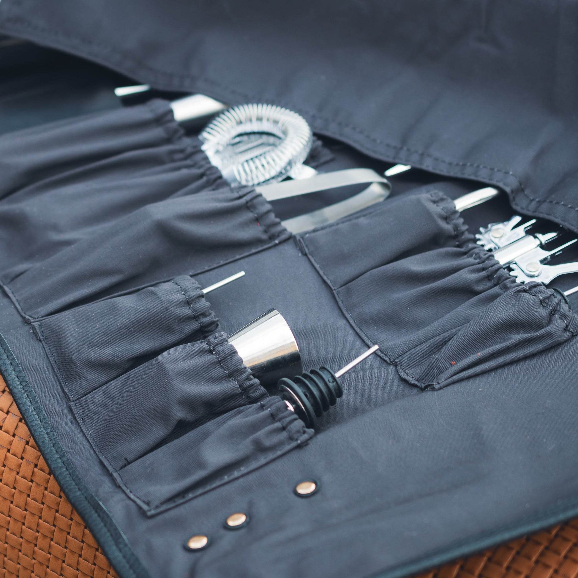 Bartender Tool Bag – Canvas with Leather Accents - Chefrollbag