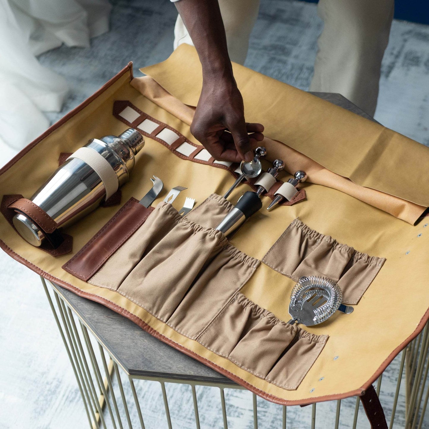 Bartender Tool Bag – Canvas with Leather Accents - Chefrollbag