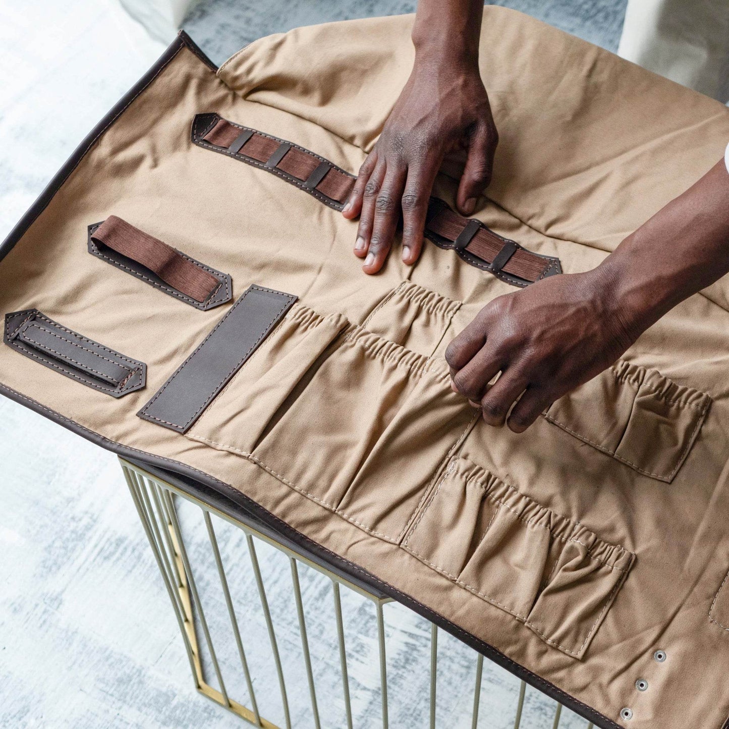 Bartender Tool Bag – Canvas with Leather Accents - Chefrollbag