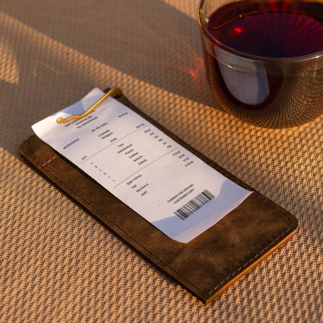 Vintage-Style Leather Bill Holder for Cafes & Restaurants - Chefrollbag