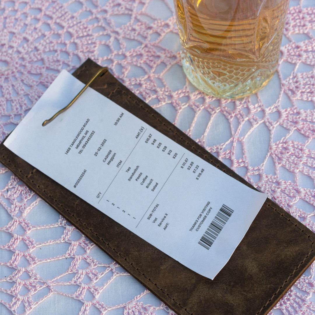 Vintage-Style Leather Bill Holder for Cafes & Restaurants - Chefrollbag