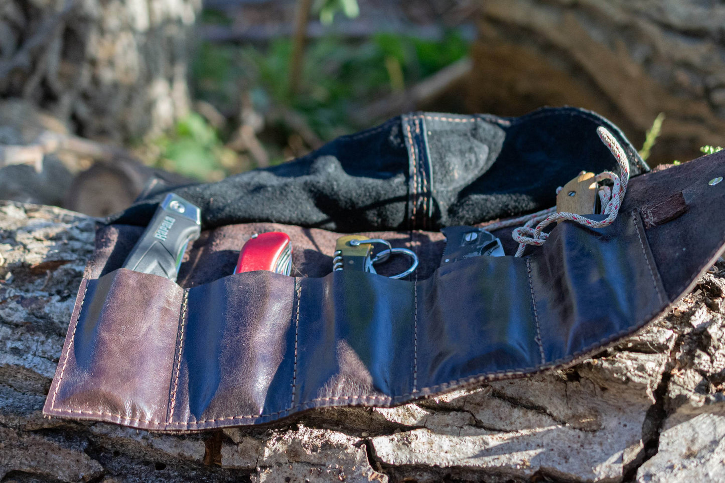 Customizable Leather Knife Roll – Perfect Gift for Collectors & Outdoor Enthusiasts (3-8 Slots, Brown) - Chefrollbag