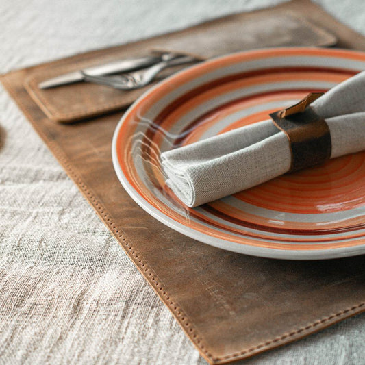 Handmade Crazy Horse Leather Placemat – Rustic Charm & Personal Touch - Chefrollbag